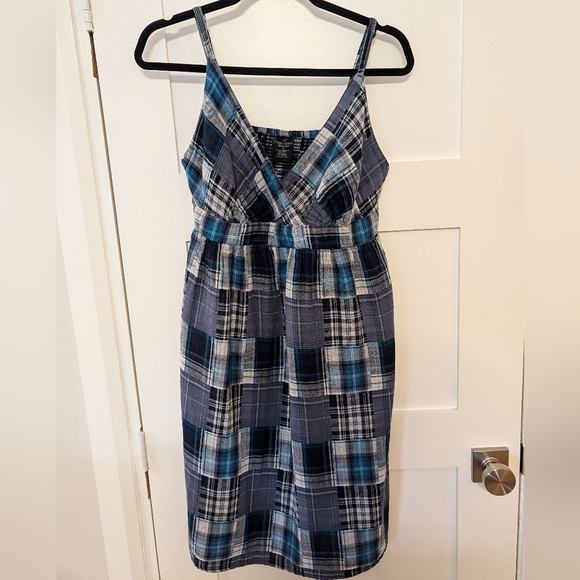 Plaid Y2K Mini Baby Doll Style Patch Work Cotton Dress - Picture 4 of 5